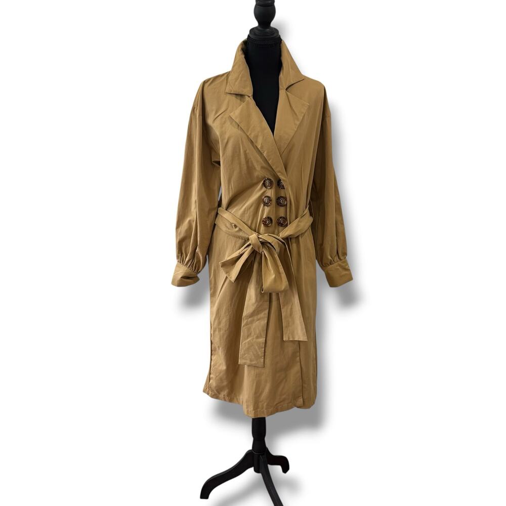 The Lulo Project Beige Belted Trenchcoat Raincoat Jacket Designer Size XS